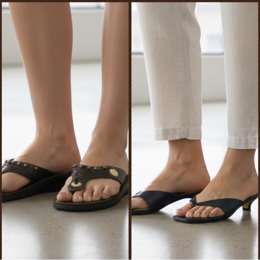 Bundle of 2pairs of Sandals Brown & Blue size 7 1/2 & 8B